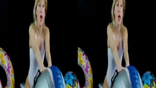 3D - Striptease in white swimsuit on pooltoys