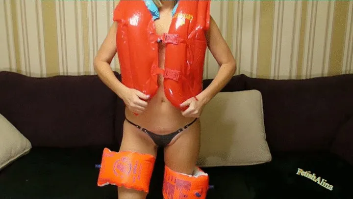 Alina deflating 2 life vests and 2 arm wings