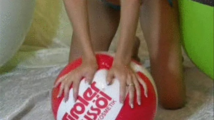 Alina deflates her big beachball