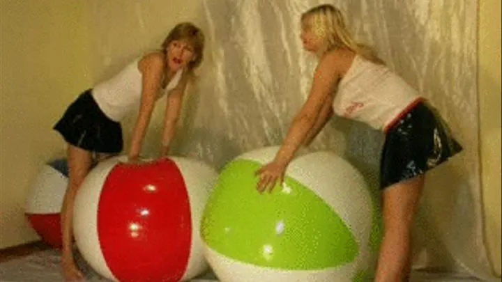 Beachball Riding - Alina and Christina