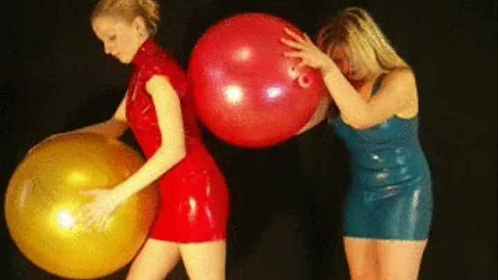 Christina + Nikki blowing up and poping balloons