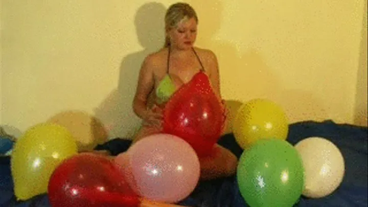 Christina plays with balloons