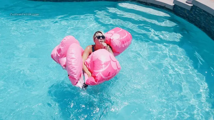 Madi B's Inflatable Sabotaged By Harley in the Pool