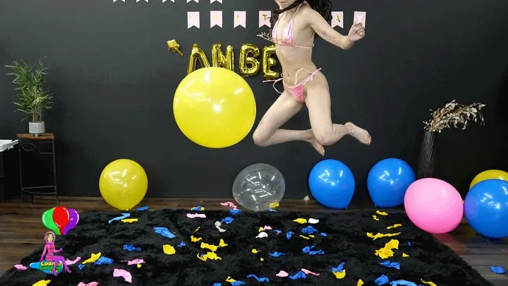 Angel W's First Ever Balloon Fetish Video-Birthday Mass Pop