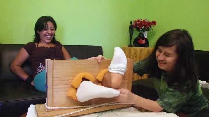 Maritza's audition I - Socked feet tickled in the stocks!