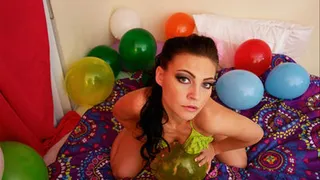 Nikki Bell Plays With Balloons on Bed. Nail Pop, Sit to Pop, Squeezing, and Grinding on Balloons. Tablet FIle