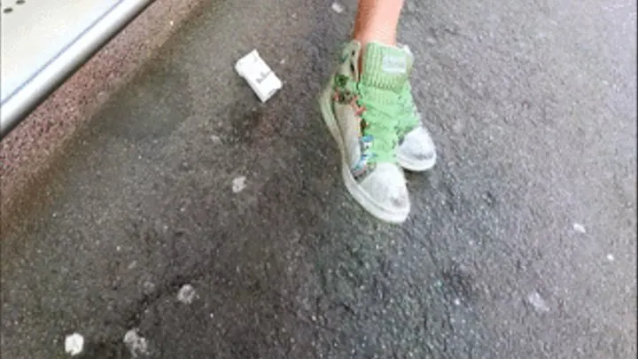 French Sun Glass Lady at a Bus Stop