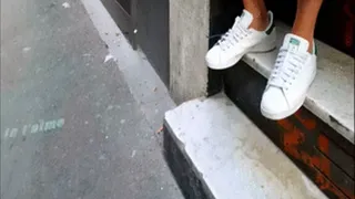 Very Nice Adidas Lady Phoning & Smoking on Stairs