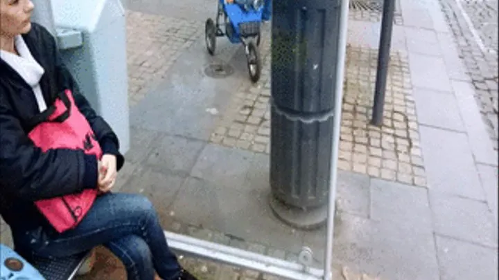 Black High Heels Boots at the Bus Stop