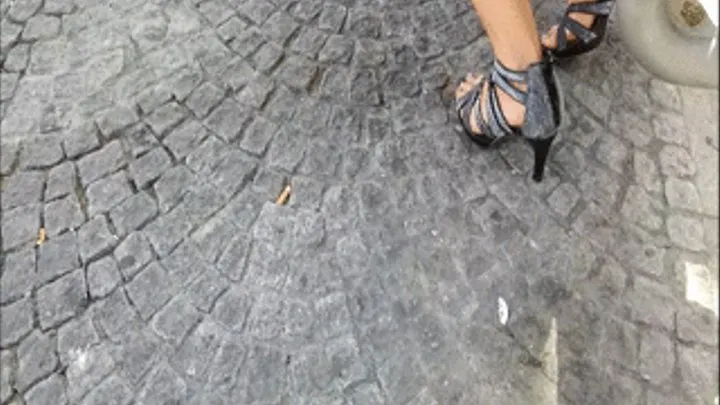 Cute Legs, Sandal High Heels and Mini Skirt At A German Bus Station