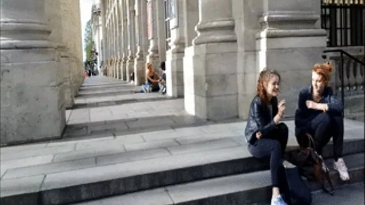 2 Smoking Ladies On Stairs in France