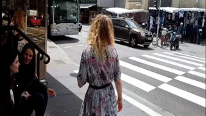 French Lady in Black Boots with 2 Girlfriends On Stairs