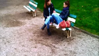 Red chucks on a bank