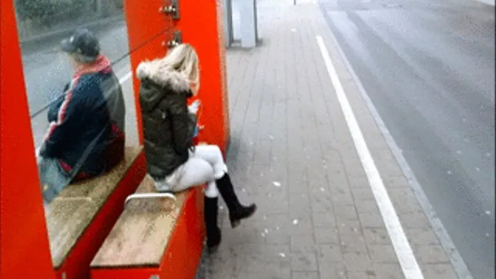 Winter Boots at the Bus Stop