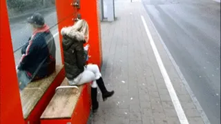 Winter Boots at the Bus Stop