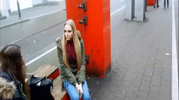 Southern German Girl wearing candid black Adidas