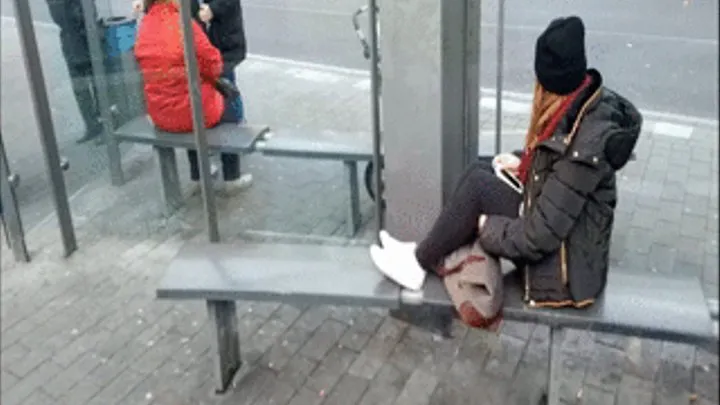 German Girl with White Sneakers & Socks on a Bank