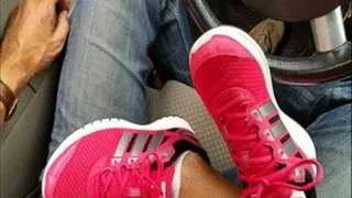 Pink Adidas CloseUp And Shoe Job In The Car