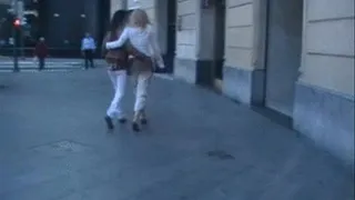 Lucky Lesbian Couple walking in the street