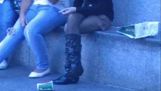 Spanish stockings & boots girl smoking