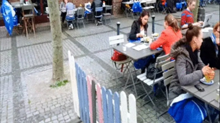 3 German Ladies eating in an Outdoor Restaurant