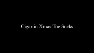 Cigar in Xmas Toe Socks