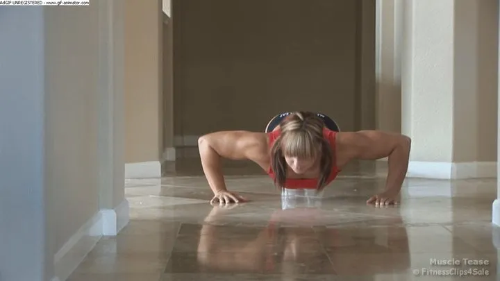 Black Booty Shorts and Red Tank Pushups and Posing Hi Res