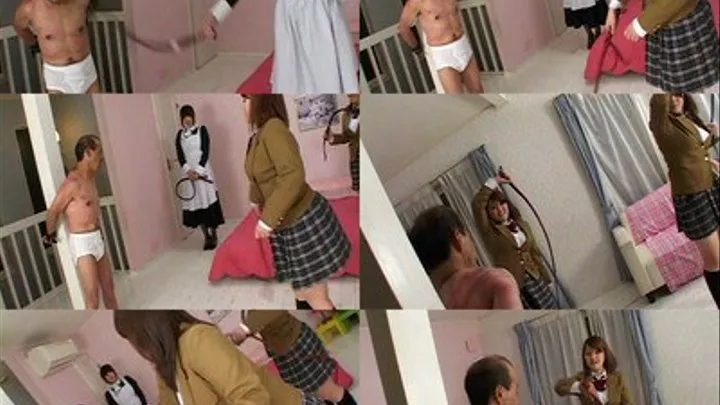 Chambermaid and the Schoolgirls Whip the Old Man! - Part 2