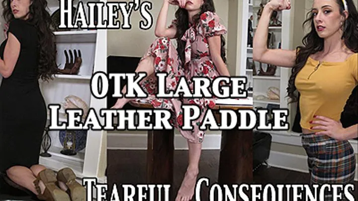 Hailey- OTK Large Leather Paddle Real Discipline In A Dress!