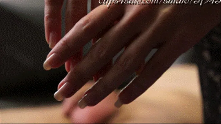 Slow handjob, cumshot all over unpolished natural fingernails (November 2014)