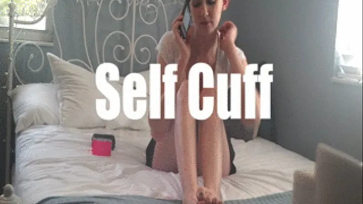 Scarlett gags herself and Cuffs her Hands and Feet to the Bed