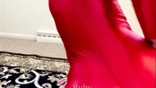 Ruby's first Zentai suit! In RED!