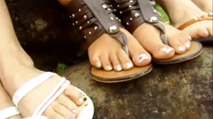 Three Latina girls feet