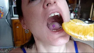 Swallowing large pieces of whole orange. th