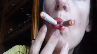 at once 2 cigarets in my mouth с