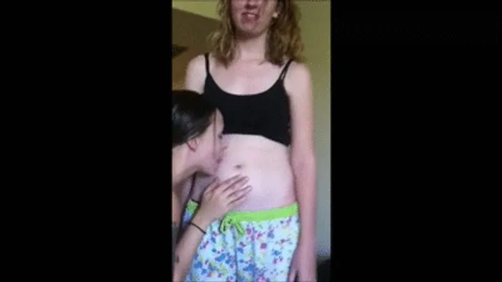 Breanna and Kat Pt21 Bellybutton and Tummy Licking and Fingering