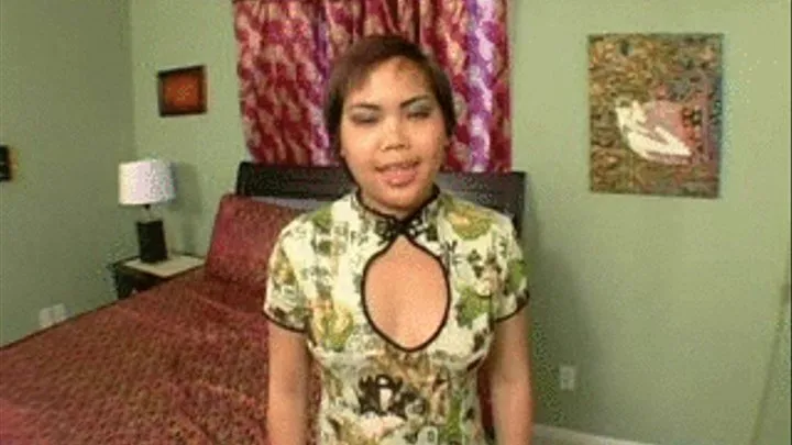 Short haired Asian masturbates