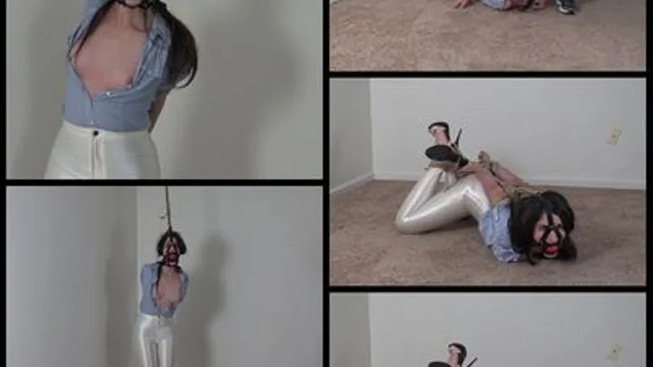 Arielle Lane : White Disco Jeans and Tight Jute Bondage