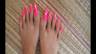 Pink Sharp Toenail Showing-A