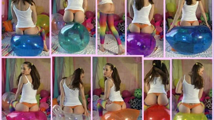 9 Balloon Bounce to Bust with a Thong on -