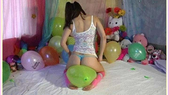 Bounce to Bust 7 Green Balloons in a Tiny Thong