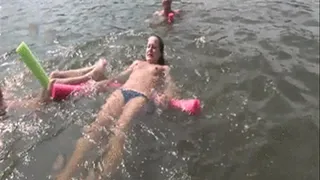 floating naked tits on noodles in party cove