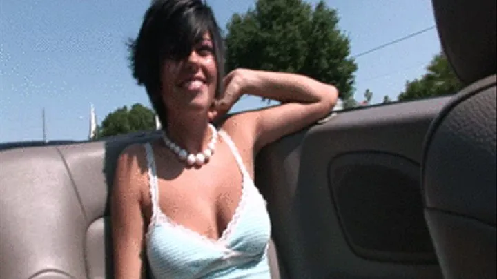 brunette big pierce tits riding around flashing in convertible