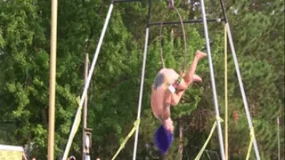 crazy bitch naked in the mud and on a swing