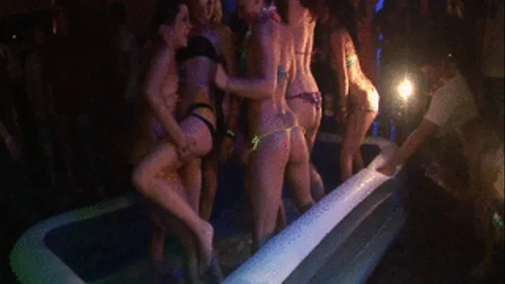 bikini and thong ass shake contest in a blowup pool dance club