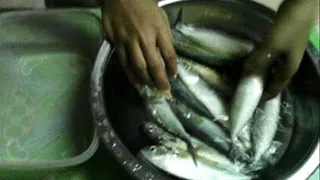 cleaning bigger fishes with my long sharp NAILS!