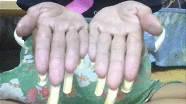 White nails open and close palm