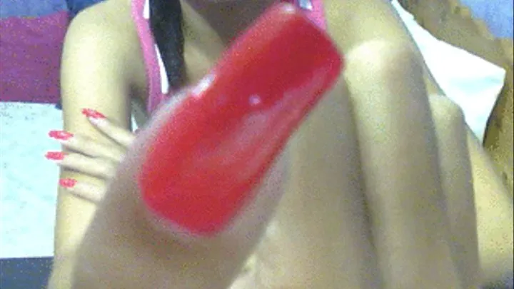 Neon red nails one by one