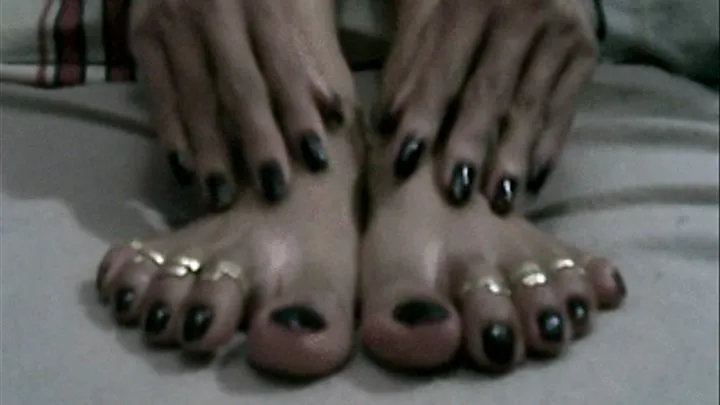 Square black nails and toes