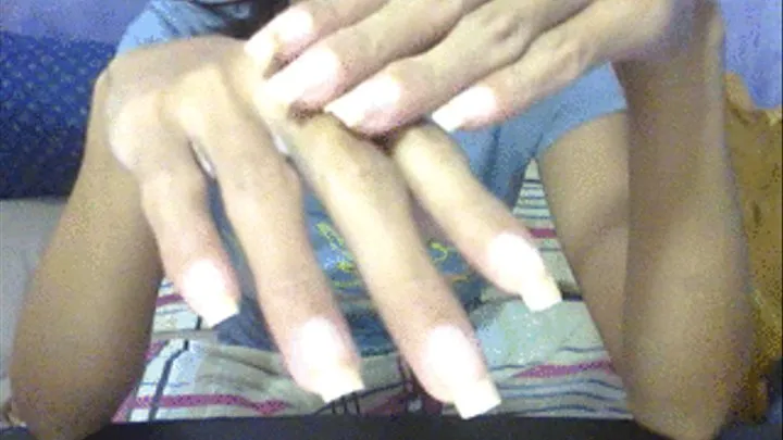 Square clear nails close up